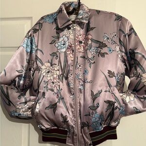 Urban Outfitters Floral Satin Faux Fur Lined Bomber Jacket Coat Men’s Size S/P